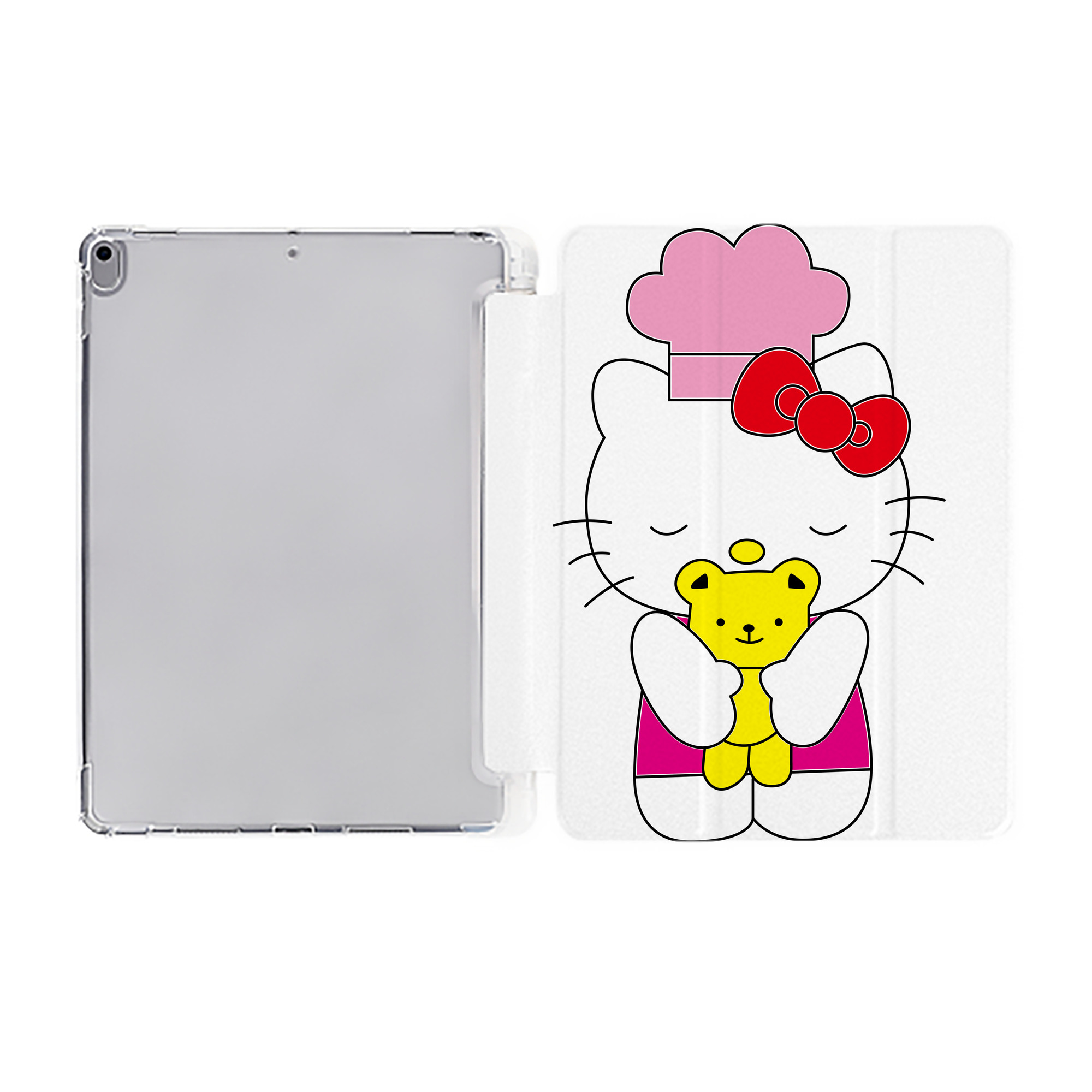 （画像用） Hello Kitty ハローキティ IPad ケース ペン収納付き 三つ折りスタンド PUレザー×シリコン 対応機種9.5/10.5/10.9インチ